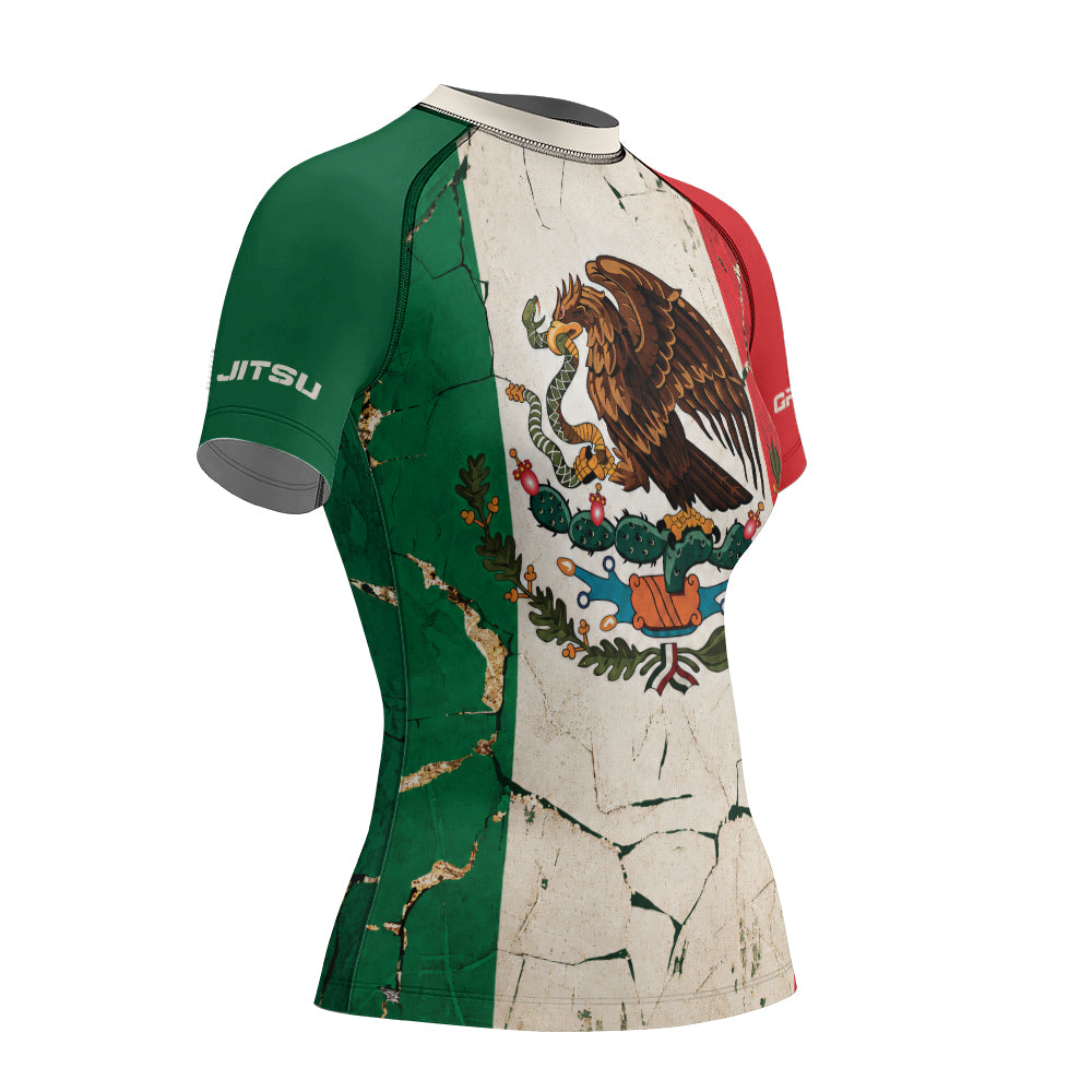 Rashninja Patriot Mexico Flag Women's Short Sleeve Rash Guard