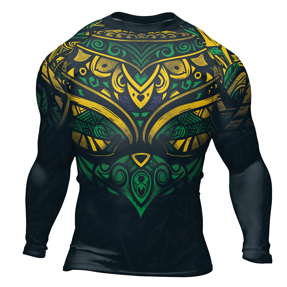 Rashninja Patriot Brazil Flag Men's Long Sleeve Rash Guard