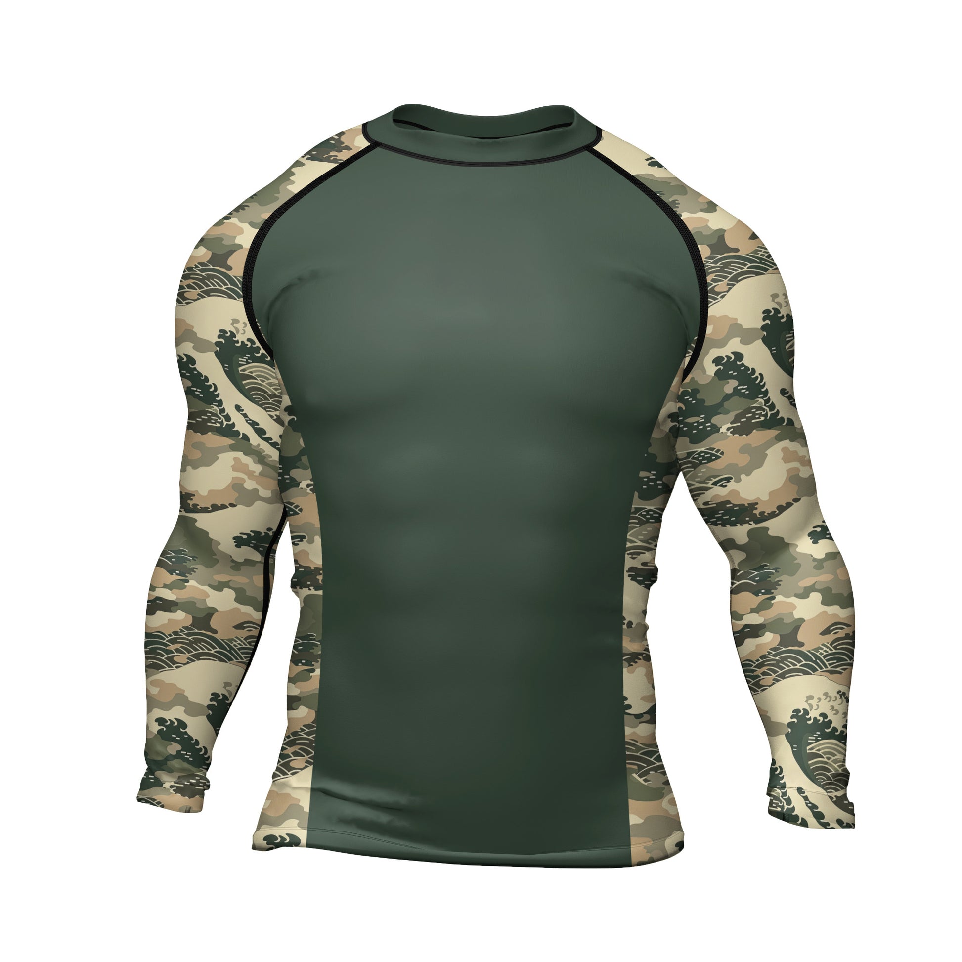 Rashninja Ocean Waves Camouflage Men's Long Sleeve Rash Guard