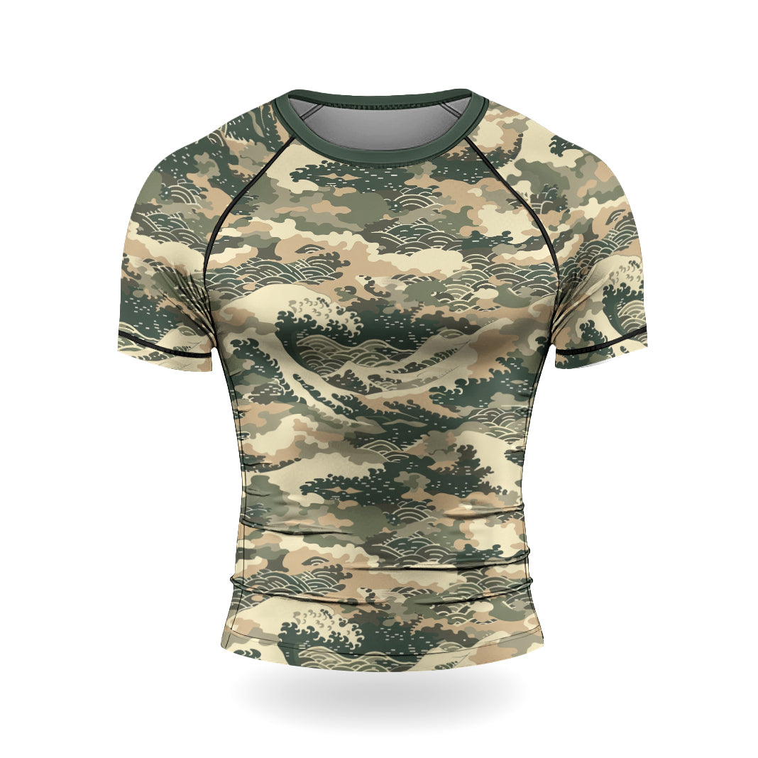 Rashninja Ocean Waves Camouflage Men's Short Sleeve Rash Guard