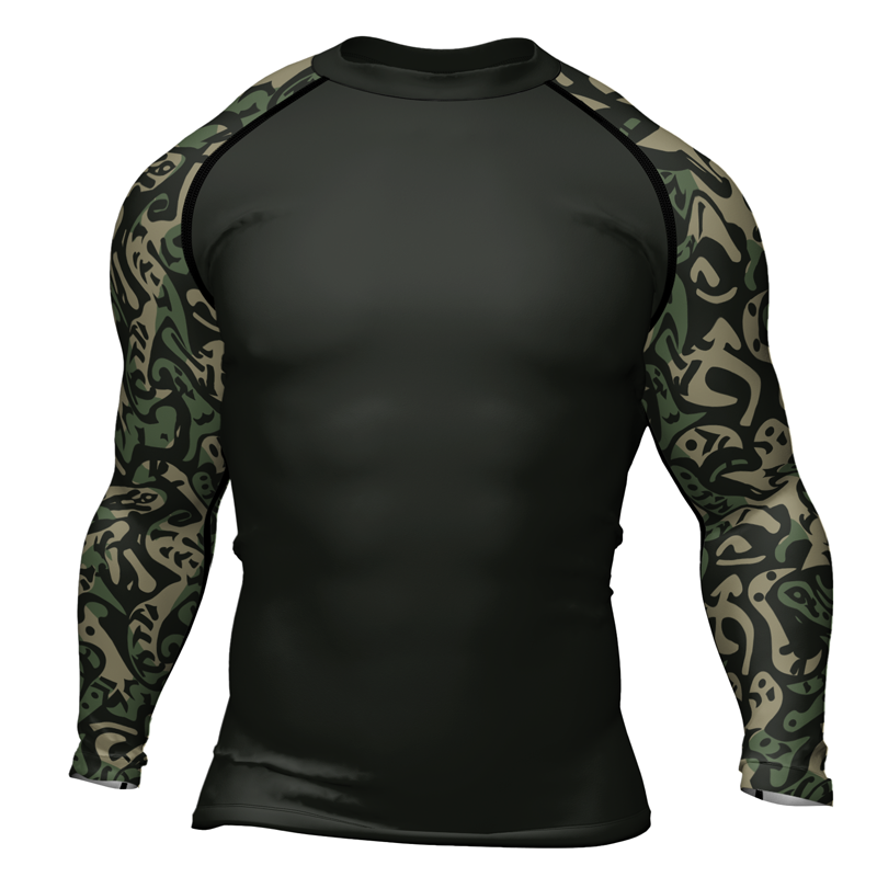 Rashninja Military Abstract Camouflage Men's Long Sleeve Rash Guard