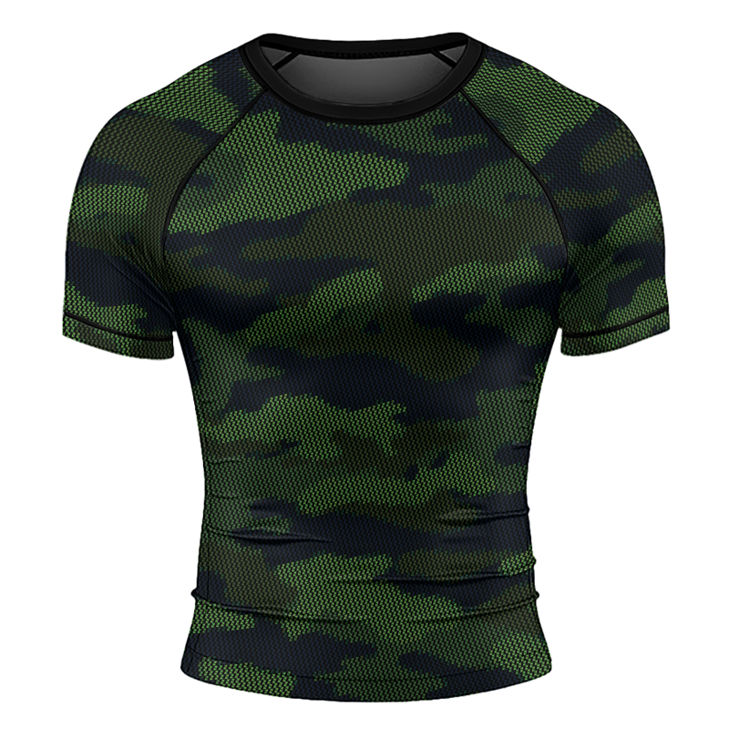 Rashninja Military Woodland Camouflage Men's Short Sleeve Rash Guard