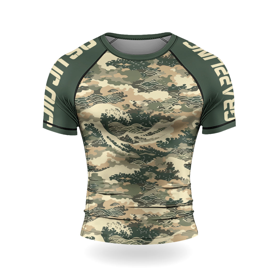 Rashninja Ocean Waves Camouflage Men's Short Sleeve Rash Guard