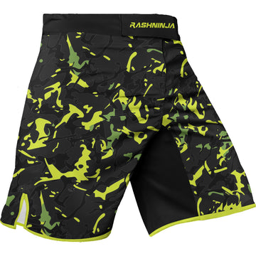 Rashninja Neon Green Camouflage Men's Fight Shorts