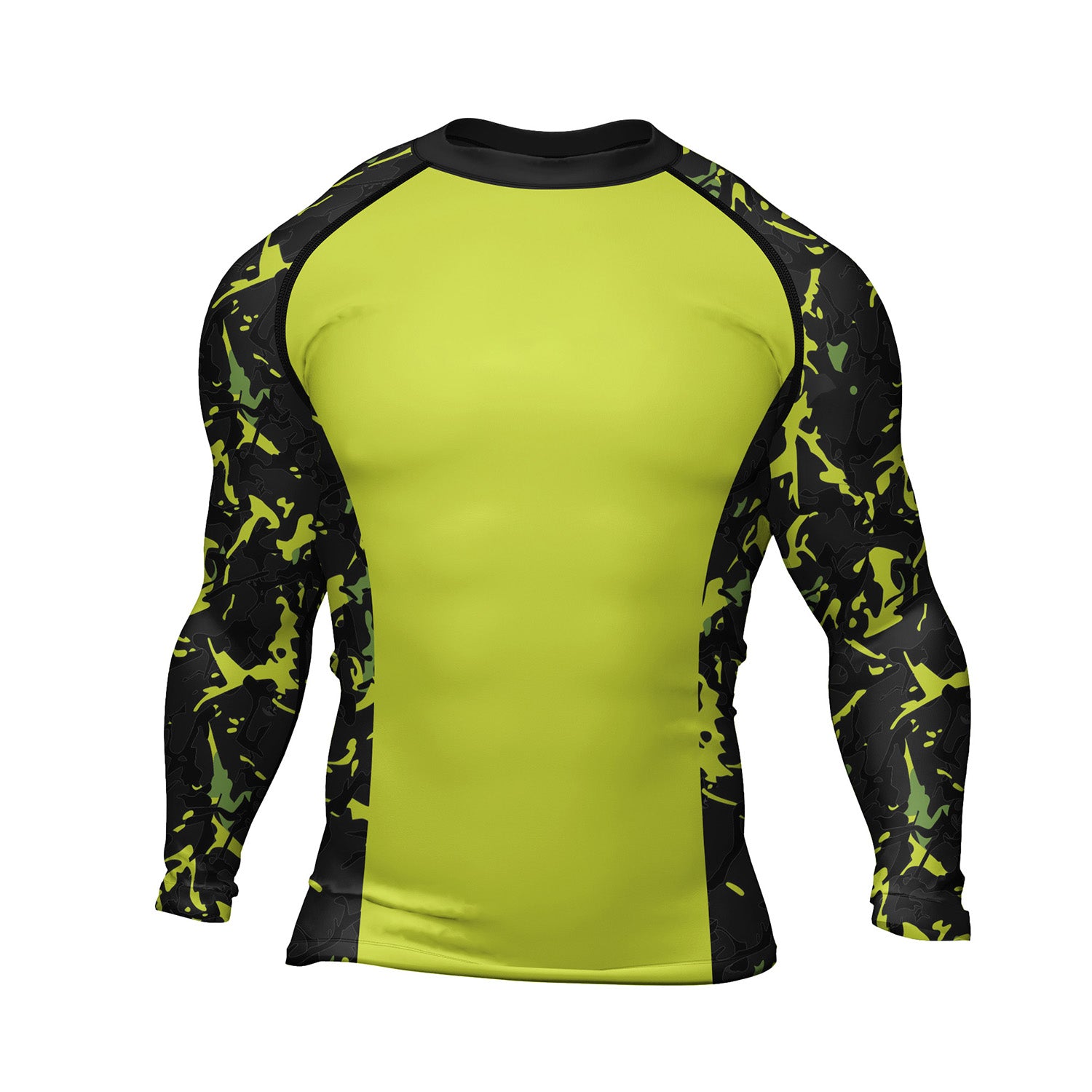 Rashninja Neon Green Camouflage Men's Long Sleeve Rash Guard