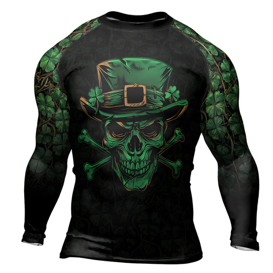 Rashninja Skully O’Shamrock Men's Long Sleeve Rash Guard