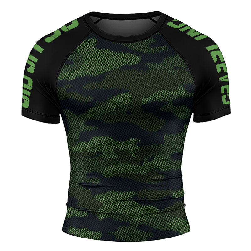 Rashninja Military Woodland Camouflage Men's Short Sleeve Rash Guard