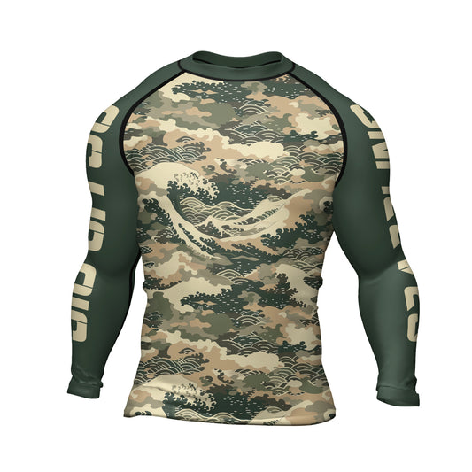 Rashninja Ocean Waves Camouflage Men's Long Sleeve Rash Guard