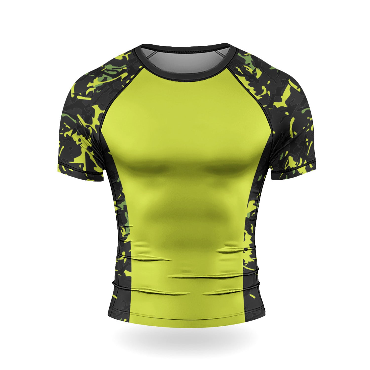 Rashninja Neon Green Camouflage Men's Short Sleeve Rash Guard