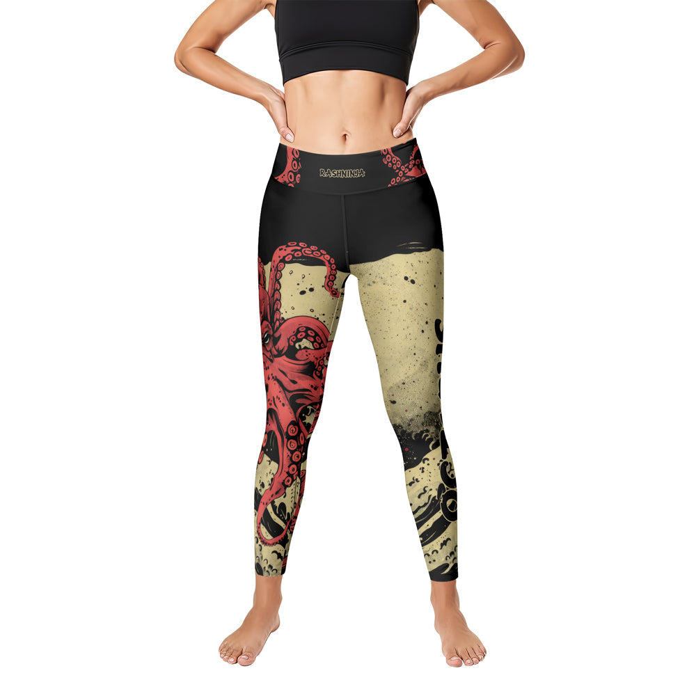 Rashninja Octopus Crimson Wave Women's Leggings