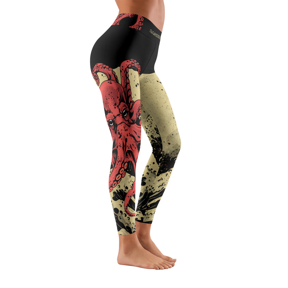 Rashninja Octopus Crimson Wave Women's Leggings