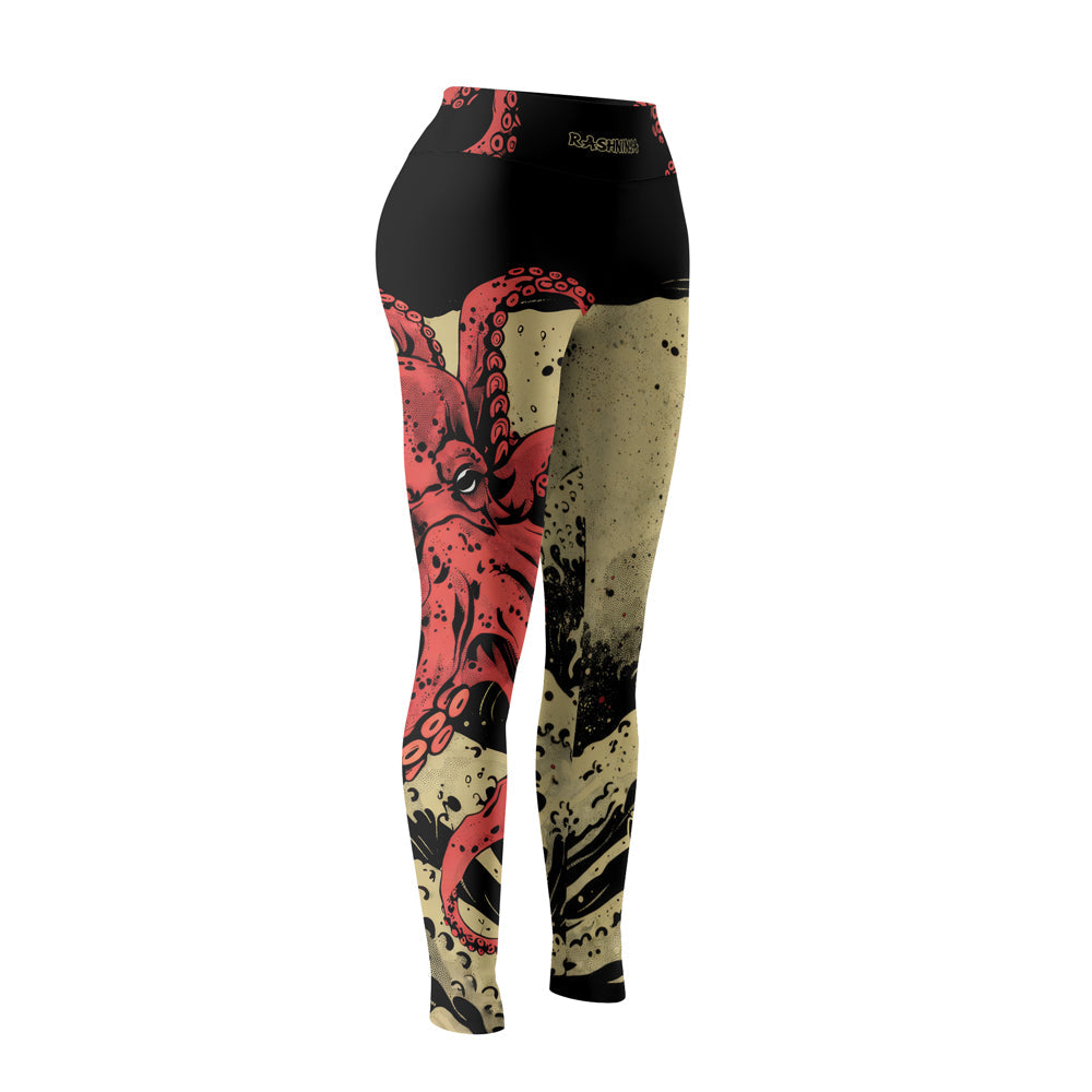 Rashninja Octopus Crimson Wave Women's Leggings