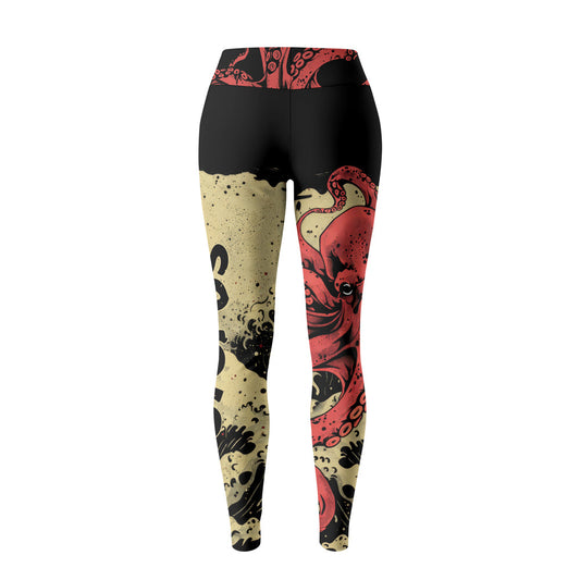 Rashninja Octopus Crimson Wave Women's Leggings