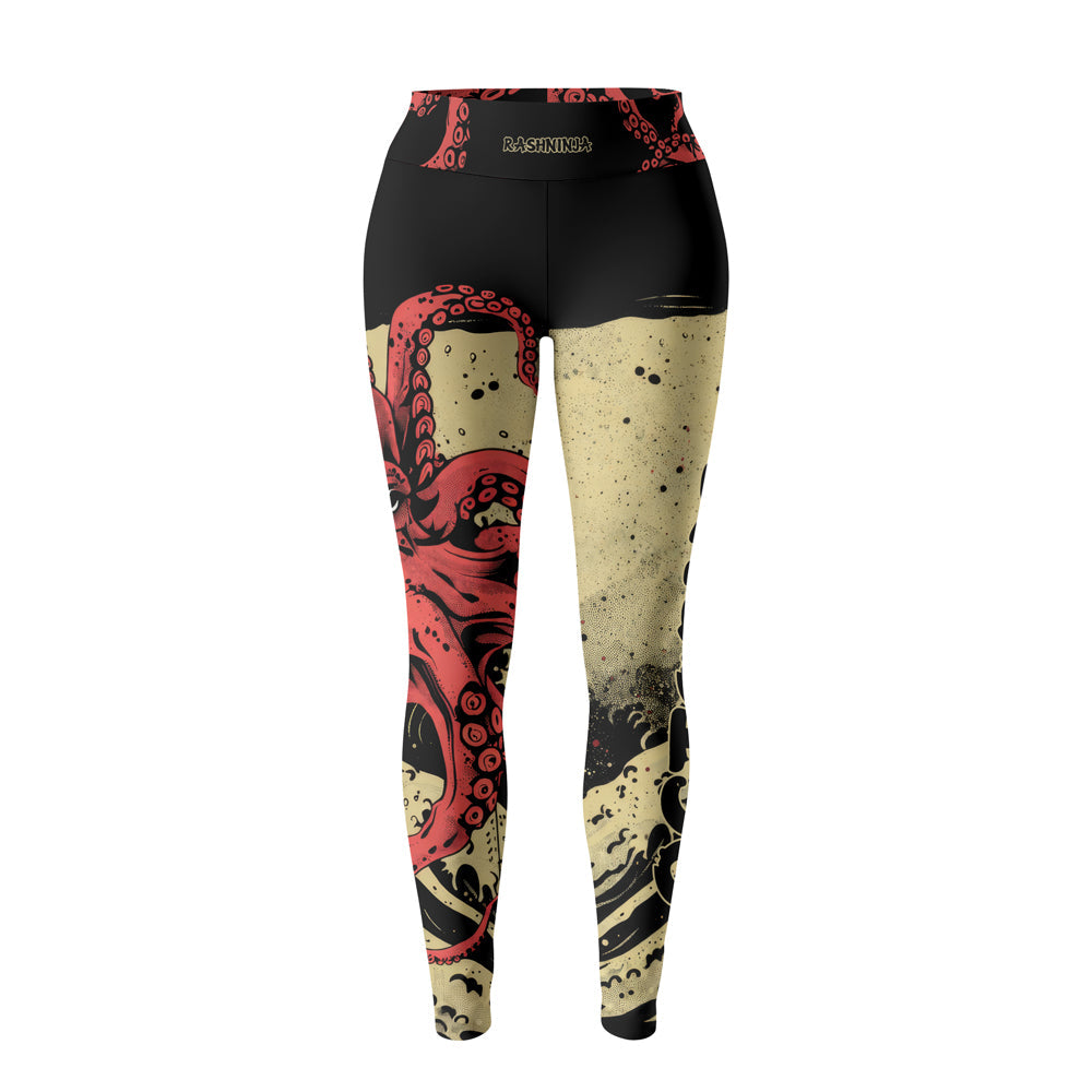 Rashninja Octopus Crimson Wave Women's Leggings