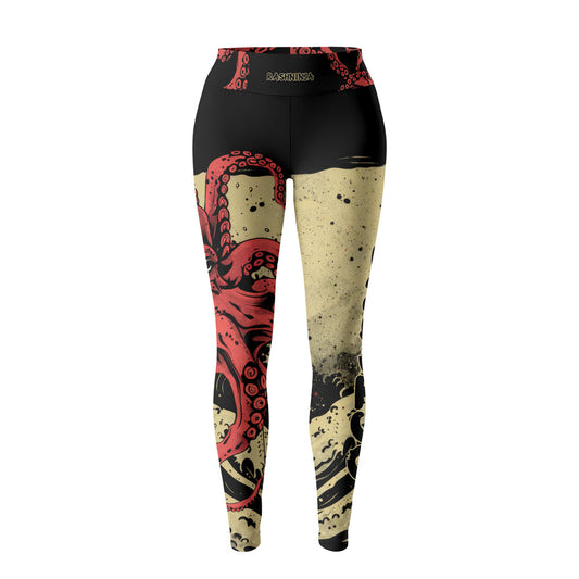 Rashninja Octopus Crimson Wave Women's Leggings