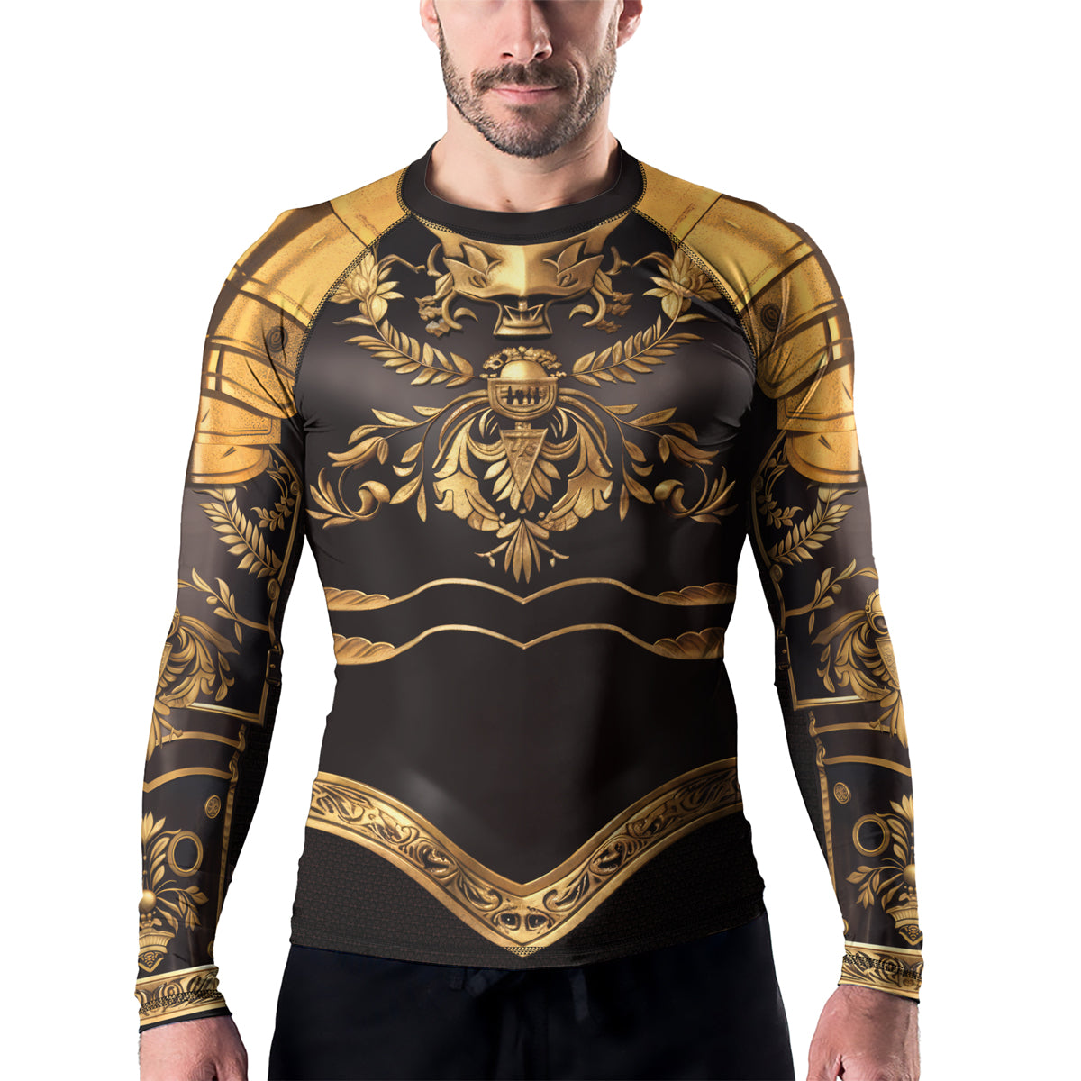 Road Rash Armor Rashninja Royal Gold Armor Men's Long Sleeve Rash Guard