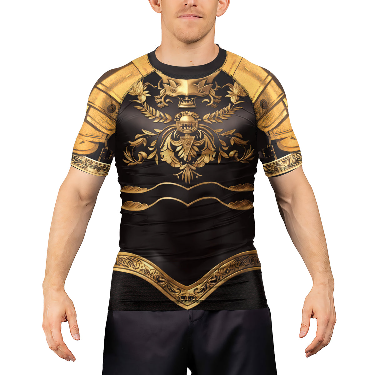 Road Rash Armor Rashninja Royal Gold Armor Men's Short Sleeve Rash Guard