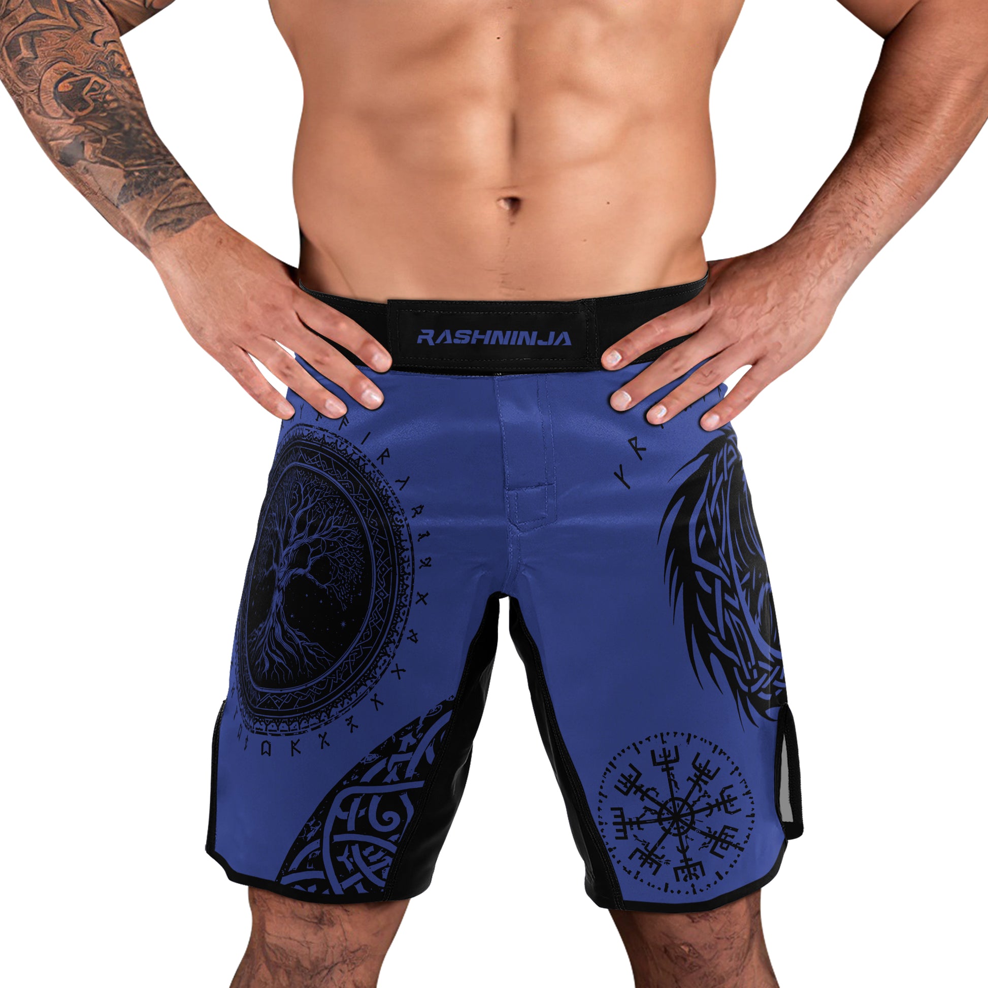 Rashninja Yggdrasil Bear Viking Men's Fight Shorts
