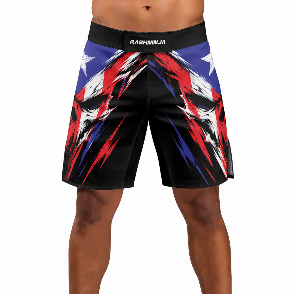 Rashninja Patriot Puerto Rico Flag Men's Fight Shorts