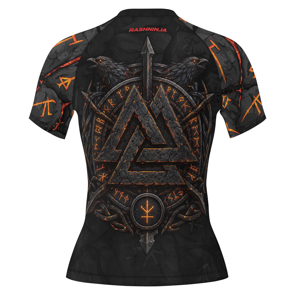 Rashninja Viking Raven Vegvisir Women's Short Sleeve Rash Guard