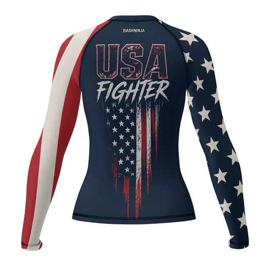 Rashninja USA Fighter Skull Women's Long Sleeve Rash Guard