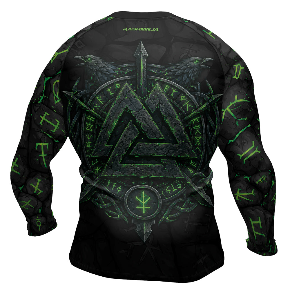 Rashninja Viking Raven Vegvisir Men's Long Sleeve Rash Guard