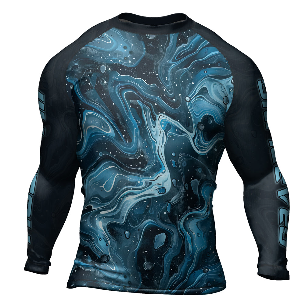 Turquoise Rash Guard Rashninja Cyber Storm Turquoise Men's Long Sleeve Rash Guard