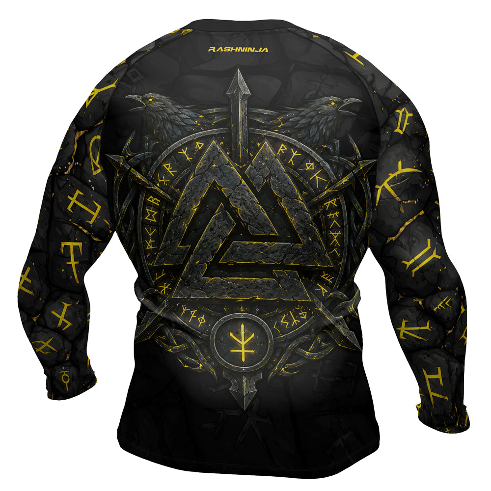 Rashninja Viking Raven Vegvisir Men's Long Sleeve Rash Guard