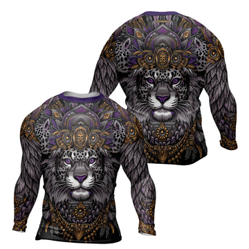 Rashninja Aztec Lion Mandala Men's Long Sleeve Rash Guard