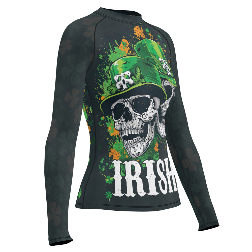 Rashninja Irish Leprechaun Skull Women's Long Sleeve Rash Guard