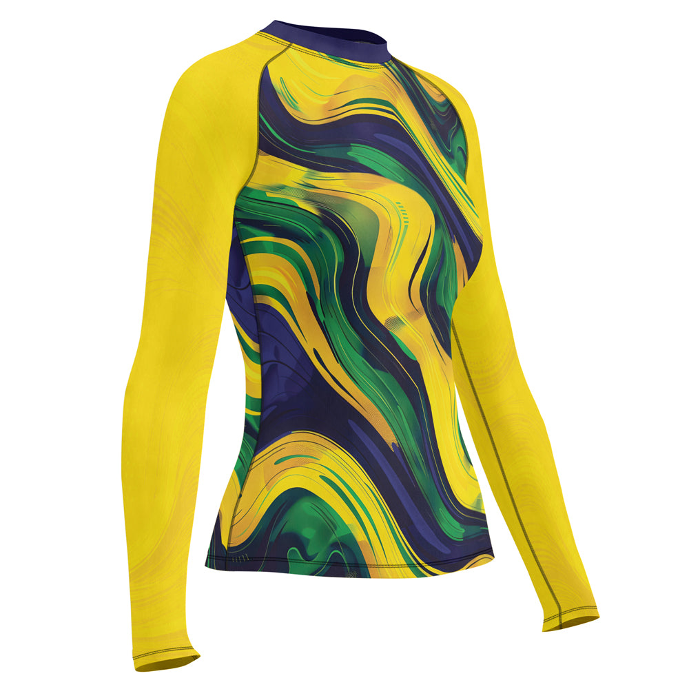 Rashninja Patriot Brazil Flag Women's Long Sleeve Rash Guard