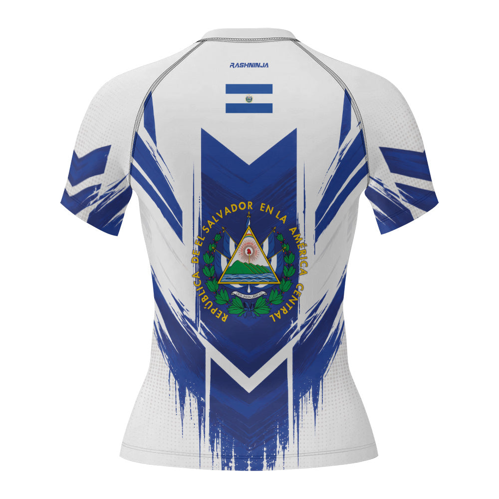 Rashninja Patriot El Salvador Flag Women's Short Sleeve Rash Guard
