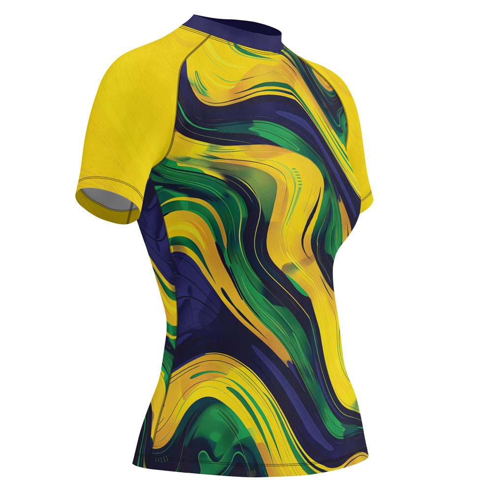 Rashninja Patriot Brazil Flag Women's Short Sleeve Rash Guard