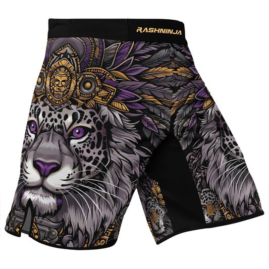 Rashninja Aztec Lion Mandala Men's Fight Shorts