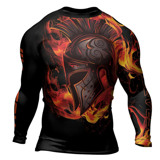Rashninja Spartan Flame Helm Men's Long Sleeve Rash Guard