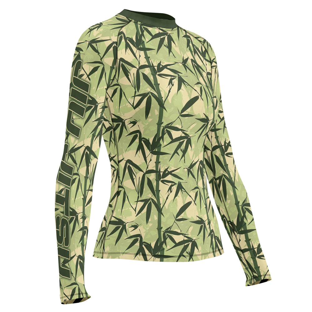 Bamboo Rash Guard Rashninja Camouflage Bamboo Leaf Blend Women's Long Sleeve Rash Guard