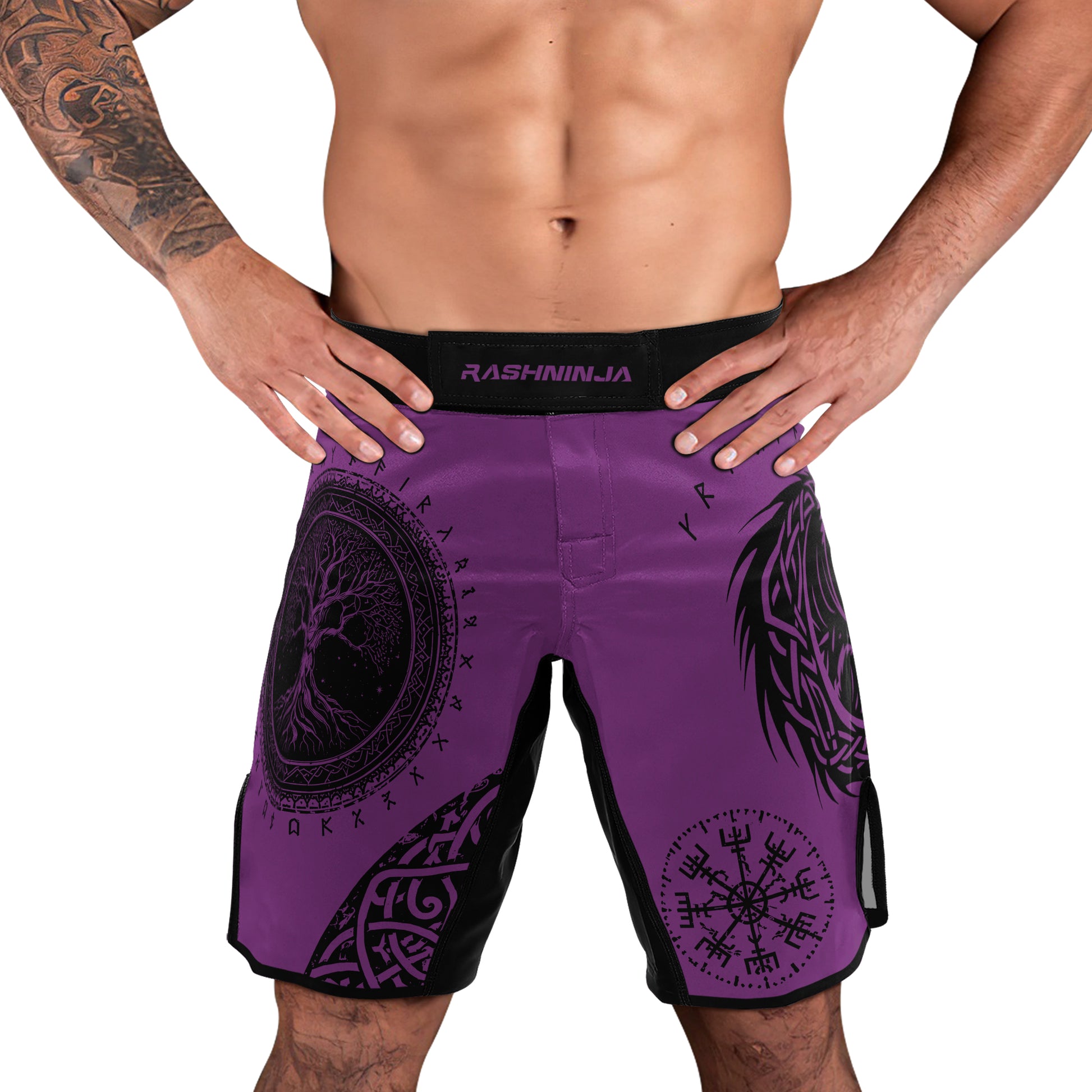 Rashninja Yggdrasil Bear Viking Men's Fight Shorts