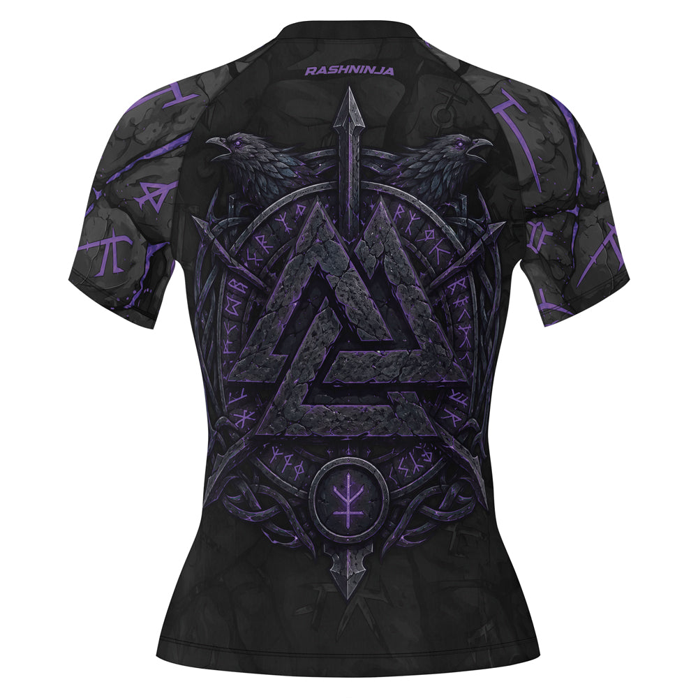 Rashninja Viking Raven Vegvisir Women's Short Sleeve Rash Guard