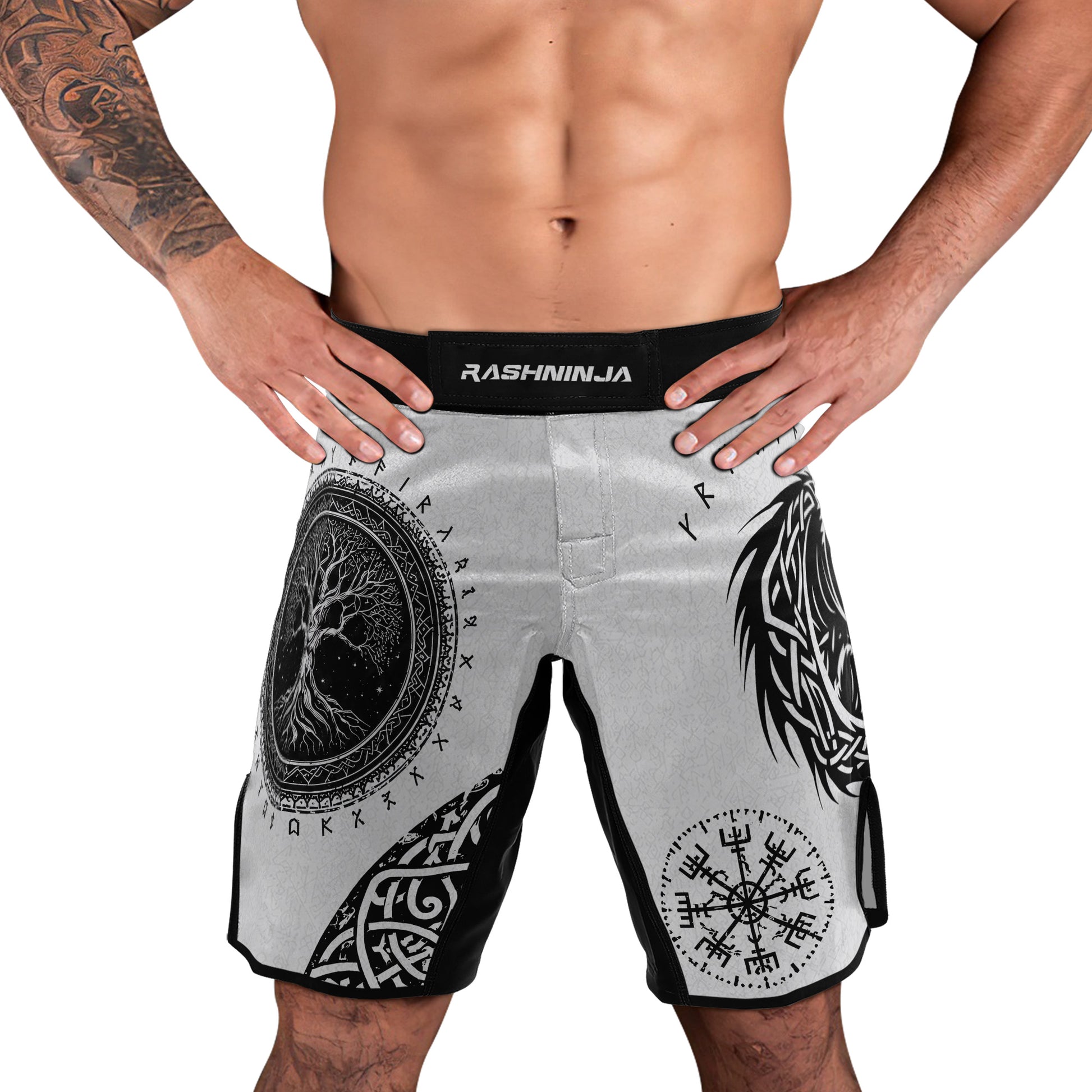 Rashninja Yggdrasil Bear Viking Men's Fight Shorts