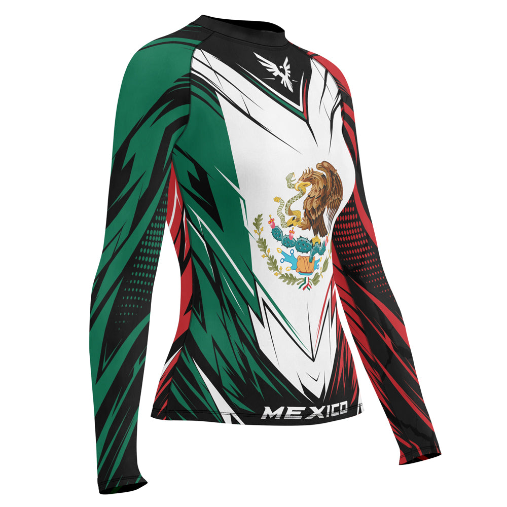 Rashninja Patriot Mexico Flag Women's Long Sleeve Rash Guard