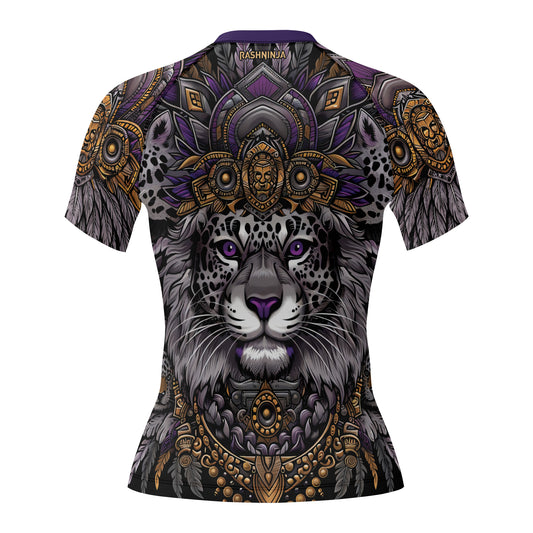 Rashninja Aztec Lion Mandala Women's Short Sleeve Rash Guard