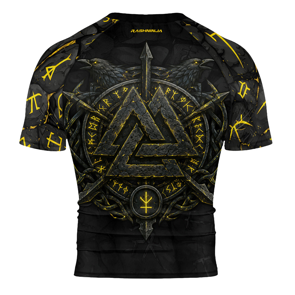 Rashninja Viking Raven Vegvisir Men's Short Sleeve Rash Guard