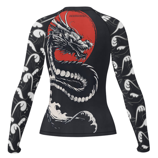 Rashninja Blue Dragon Crimson Women's Long Sleeve Rash Guard
