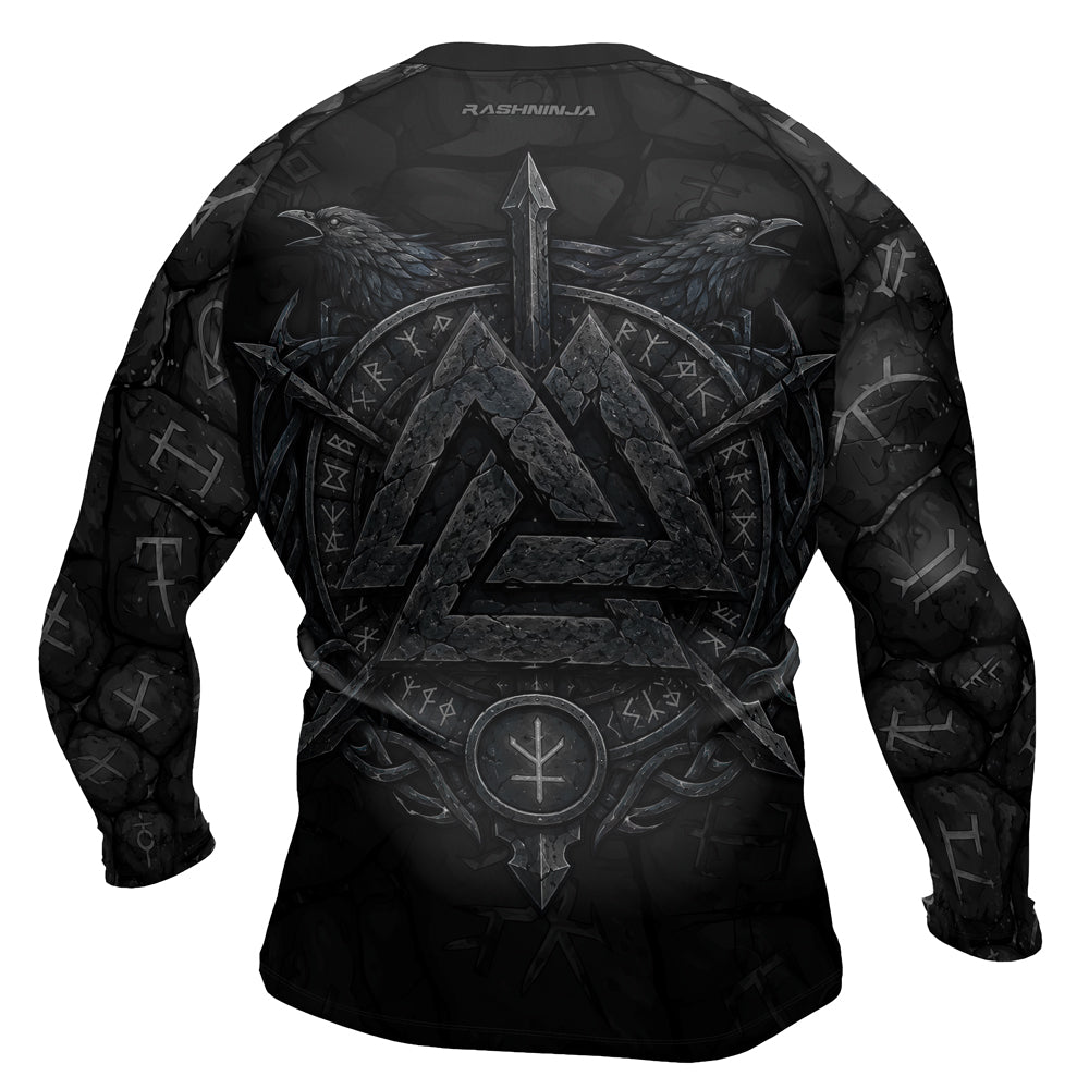 Rashninja Viking Raven Vegvisir Men's Long Sleeve Rash Guard