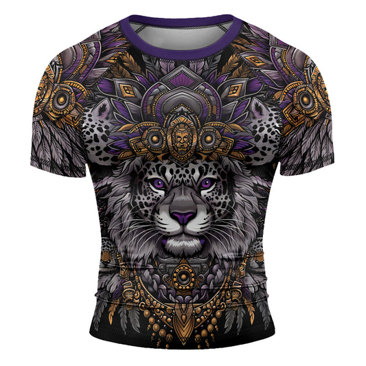 Rashninja Aztec Lion Mandala Men's Short Sleeve Rash Guard