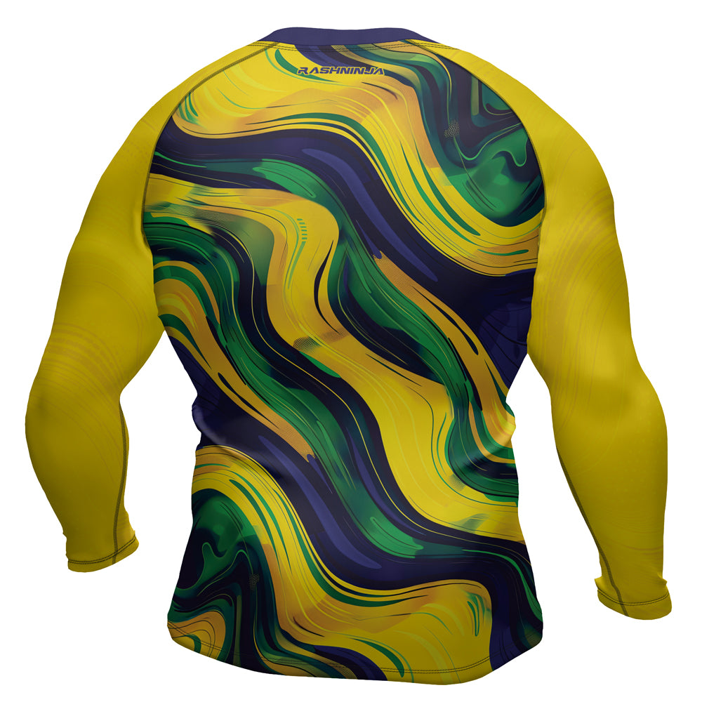 Rashninja Patriot Brazil Flag Men's Long Sleeve Rash Guard