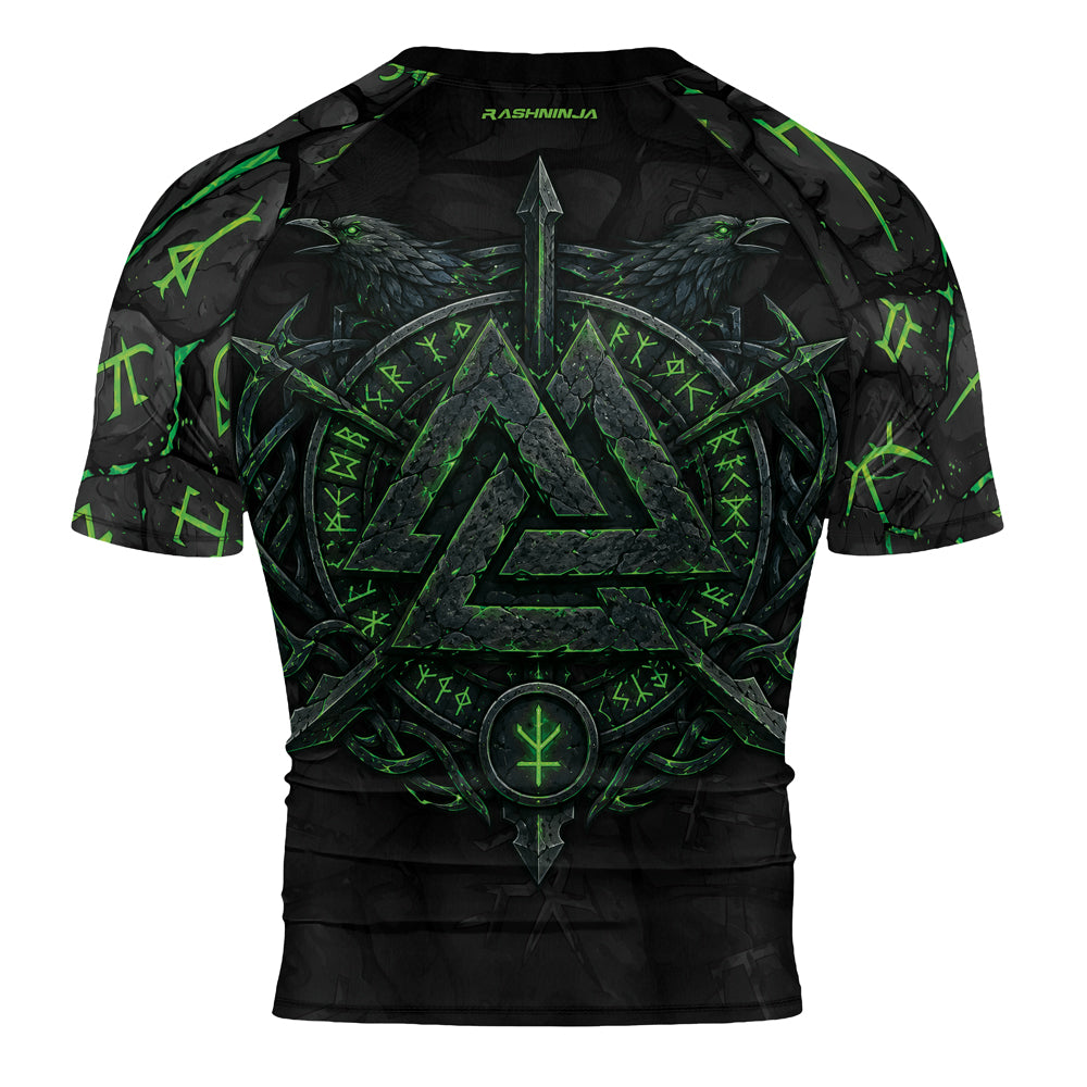 Rashninja Viking Raven Vegvisir Men's Short Sleeve Rash Guard