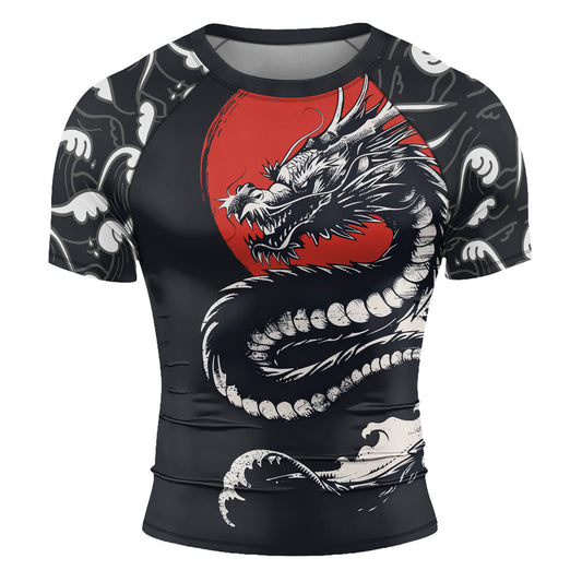 Rashninja Blue Dragon Crimson Men's Short Sleeve Rash Guard