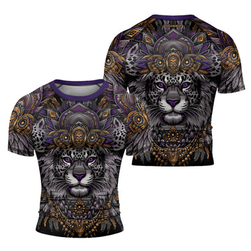 Rashninja Aztec Lion Mandala Men's Short Sleeve Rash Guard