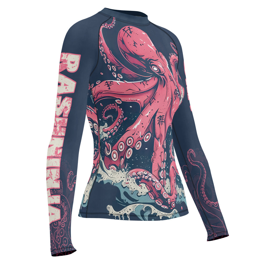 Rashninja Octopus Pink Kraken Women's Short Sleeve Rash Guard